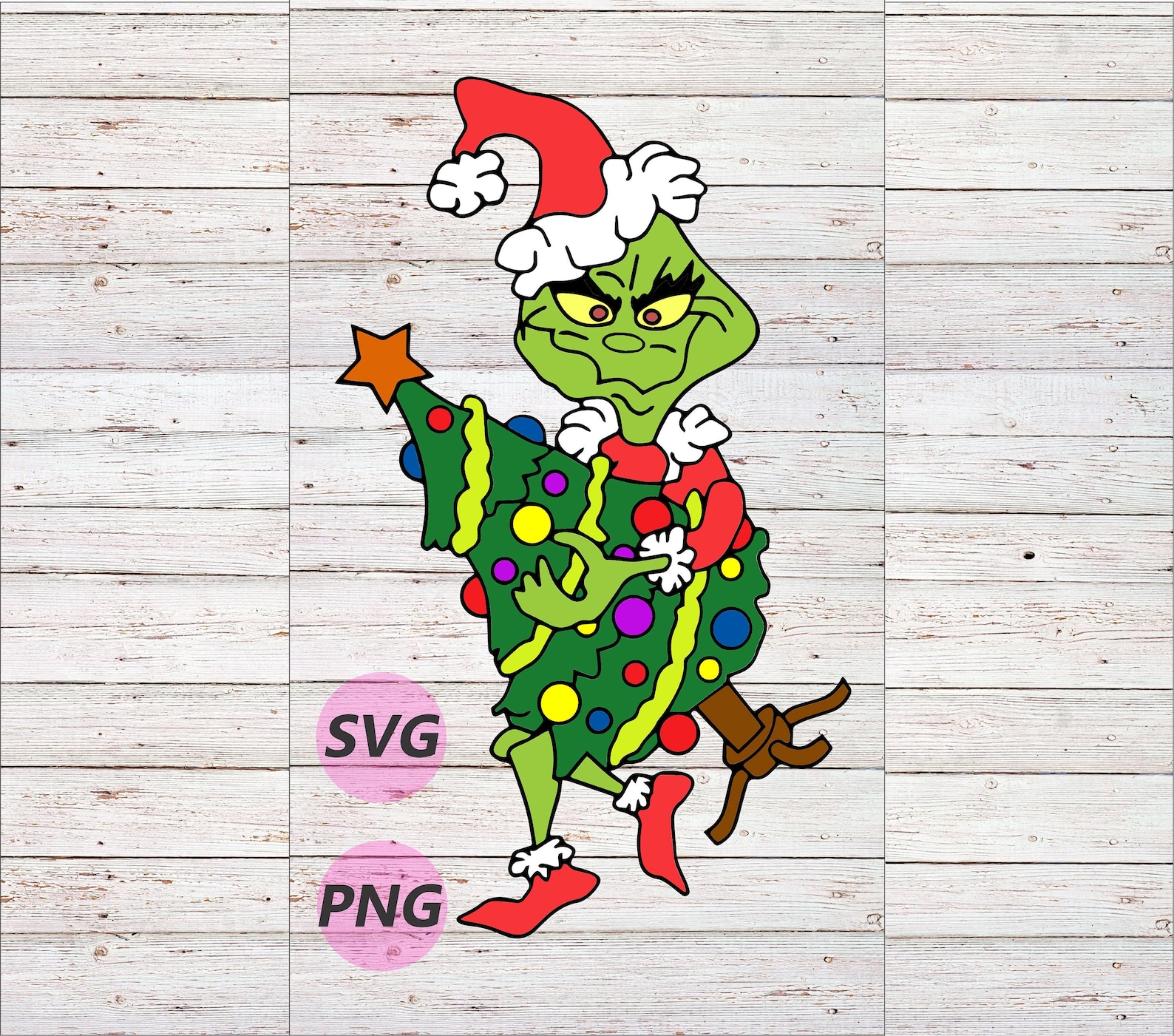 Grinch SVG file Grinch with Christmas Tree Grinch png  Etsy