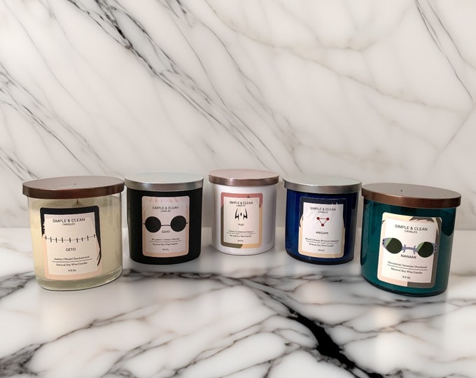 Jujutsu Kaisen Inspired Collection Candle Set 8.5 Oz Soy Wax, Includes