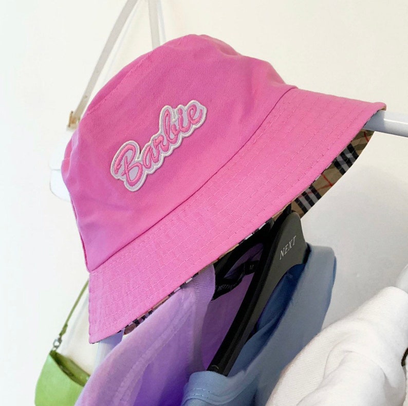 Barbie Bucket Hat Pink Y2k Nova Check Festival Rave Fashion 2000s Reversible Bratz Playboy Cow Print Animal