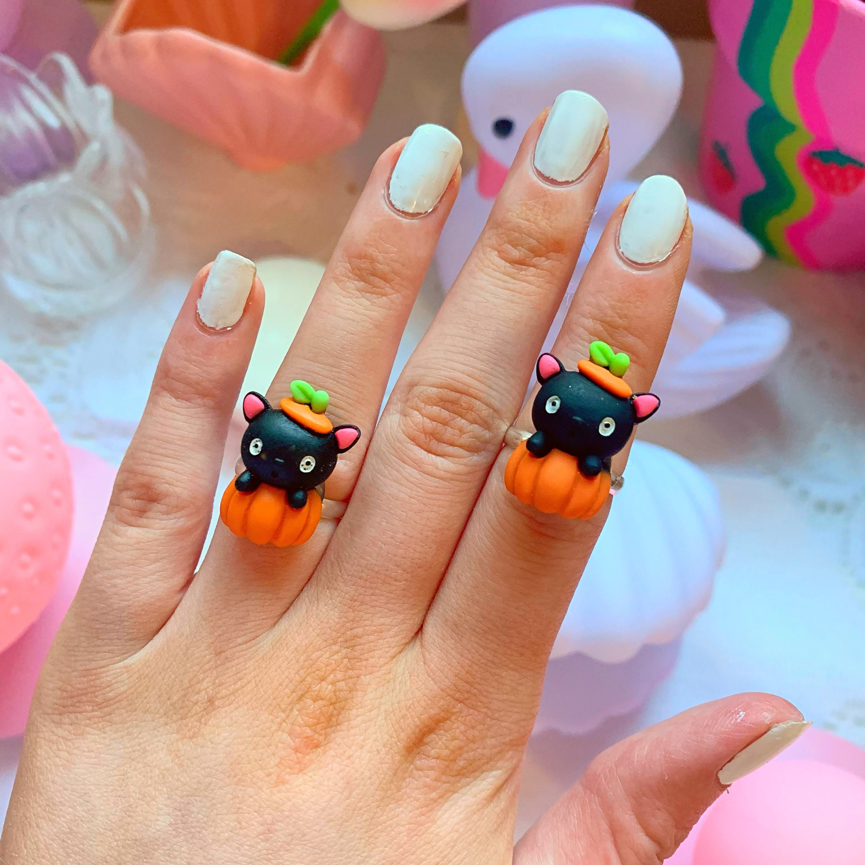 Halloween Ring Black Cat Pumpkin Y2K 90s Chunky Costume Cute - Etsy