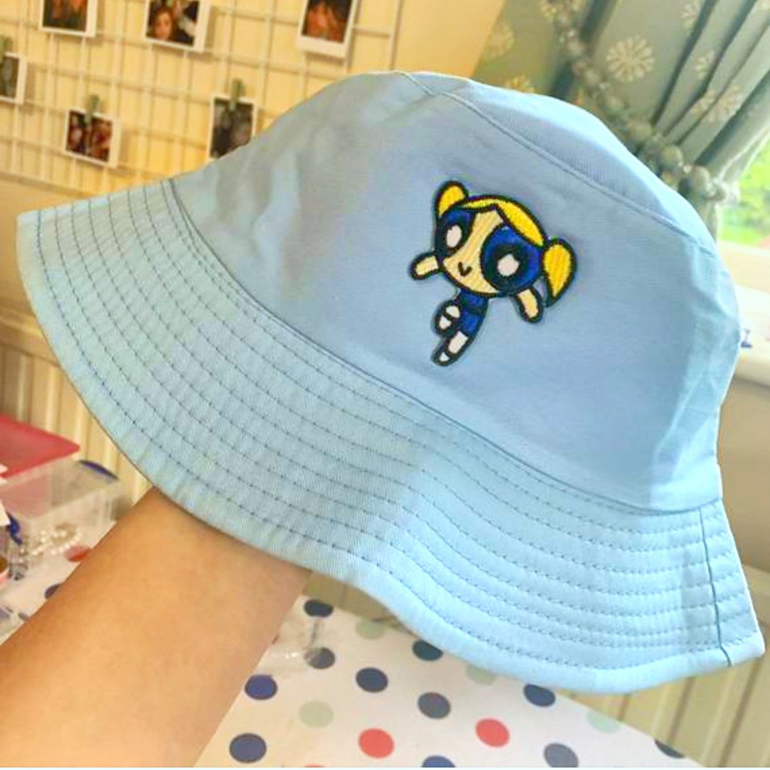 Powerpuff Bucket Hat Bubbles Blue Festival Rave neon Blossom Etsy