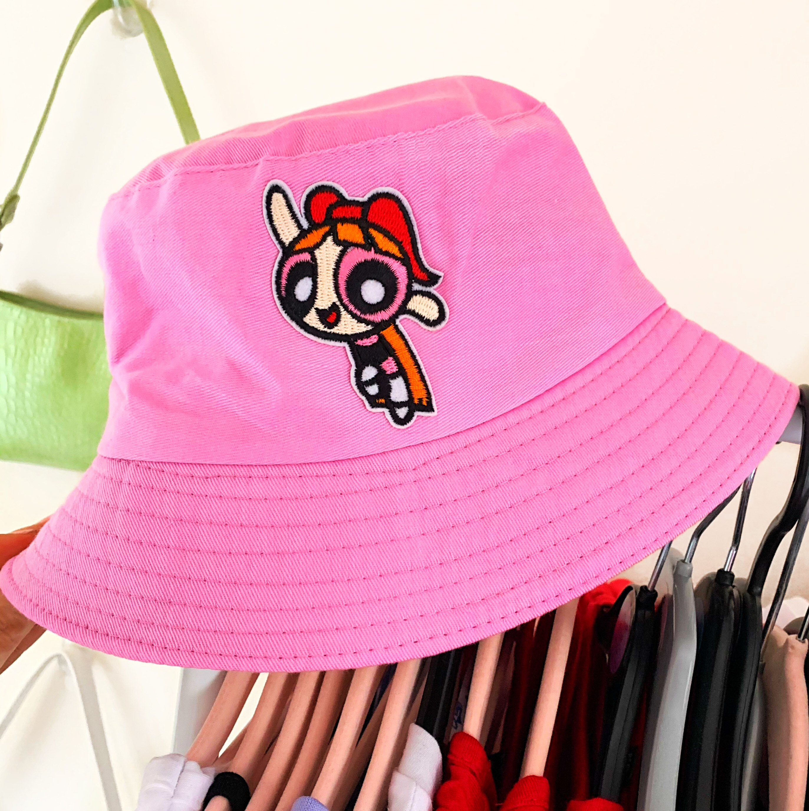 Powerpuff Pink Bucket Hat Festival Rave Neon Blossom blue Etsy