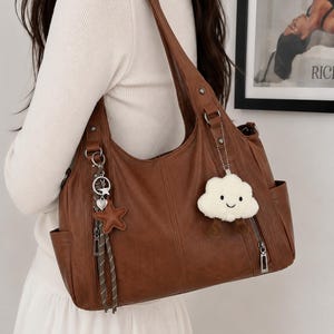 Y2k Brown Tote Bag - Y2K Leather Tote Bag Brown Grunge Boho