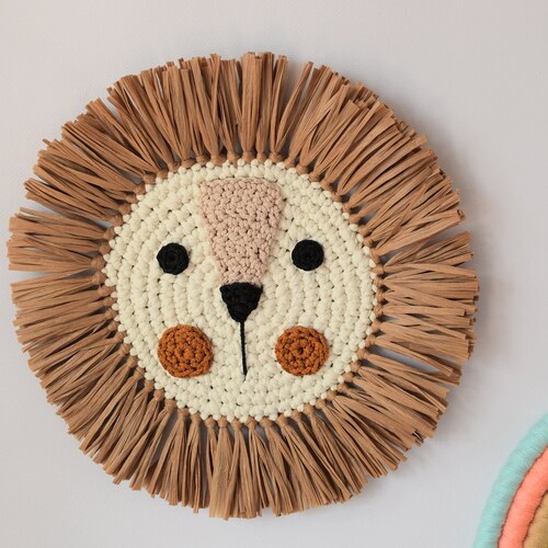 Medium Lion Crochet Animal Head Wall Hanging Etsy