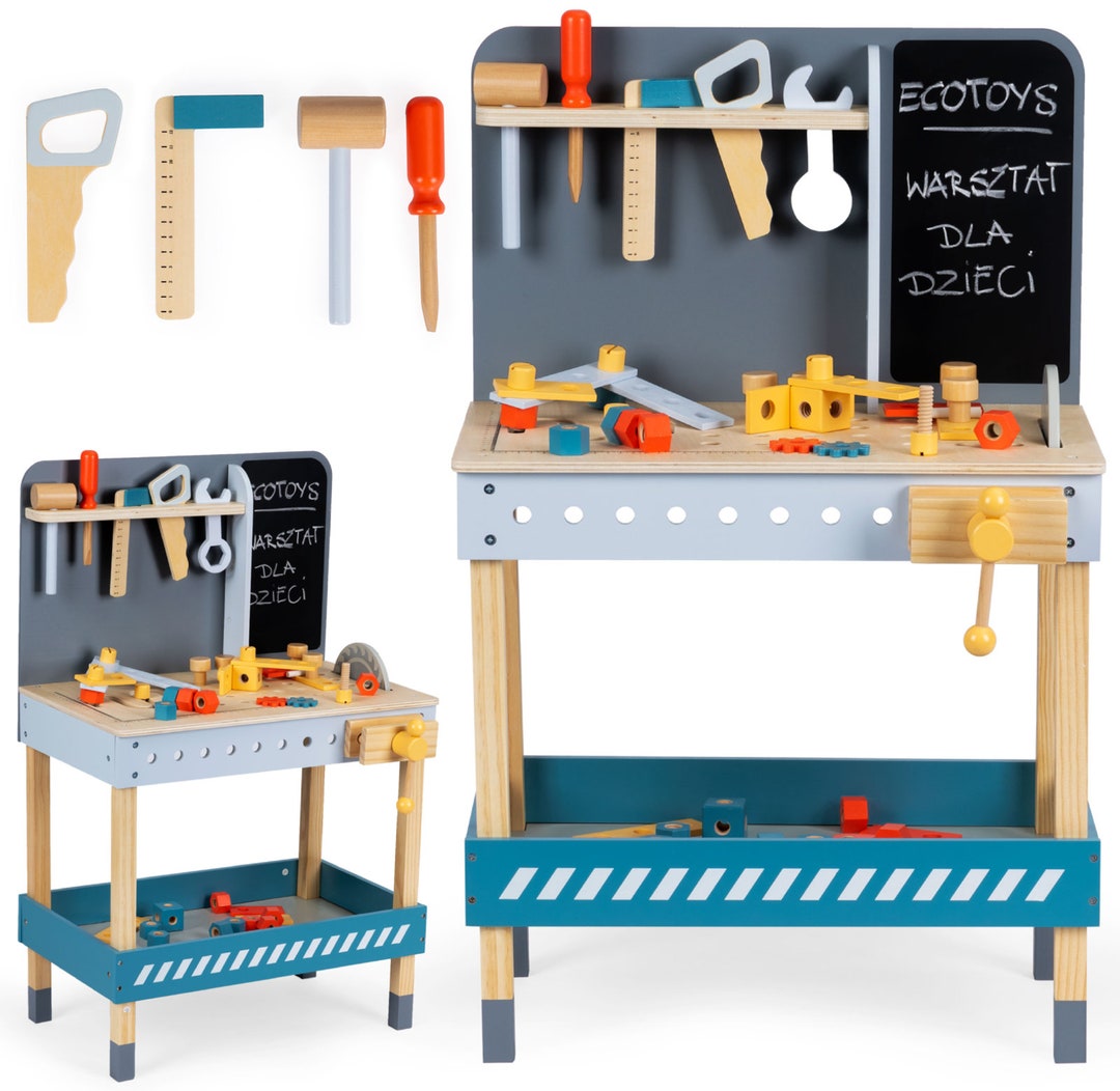Wooden Workbench Construction Toys Toolbox Set Repairman Table - Etsy