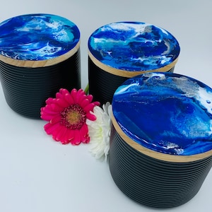 Resin topped kitchen canister set