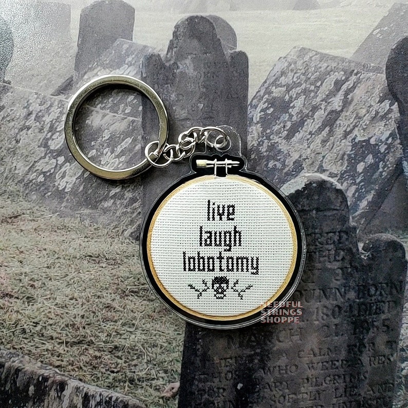 Humour Key Rings KEYCHAIN Live Laugh Lobotomy | Dark Humor | Key Ring - Etsy