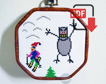 PDF DOWNLOAD Not The Yeti! cross stitch chart | cross stitch pattern | funny modern embroidery | computer game office decor