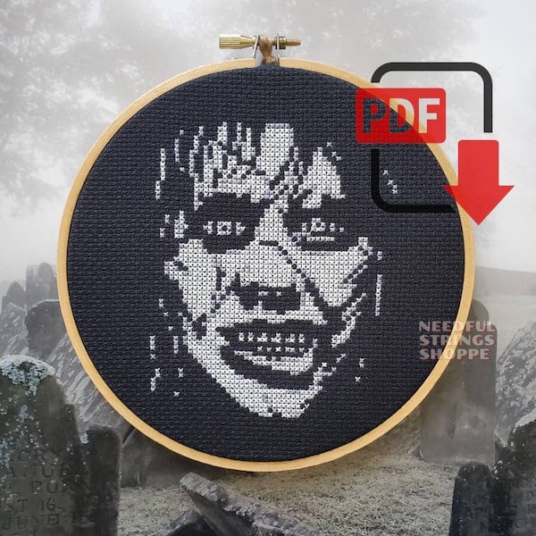 PDF DOWNLOAD Happy Regan | The Exorcist horror movie cross stitch chart | cross stitch pattern | Modern embroidery | Halloween creepy