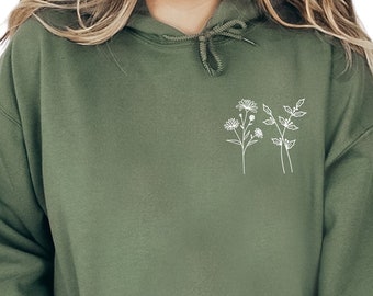 Personalized Birth Month Flower Hoodie, Mothers Day Gift, Custom Birth Month Birth Flower Sweatshirt, Sentimental Gift Ideas