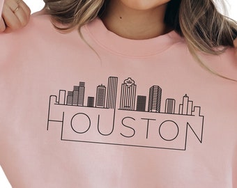Houston Texas Sweatshirt, Skyline Houston Hoodie, Gift for Texas Lover, Mothers Day Gift, Houston Texas Hoodie, Unisex Crewneck Hoodie, E862