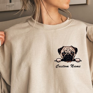 Personalized Pug Mom Sweatshirt, Colorful Pug Dog Hoodie, Dog Mom Present, Custom Sweatshirt for Dog Mom, Mothers Day Gift, E385