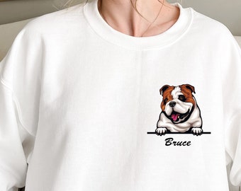 English Bulldog Dog Mom Hoodie, Custom Sweatshirt for Dog Mama, Mothers Day Gift, Personalized Dog Name Sweatshirt, Pocket Print, E424