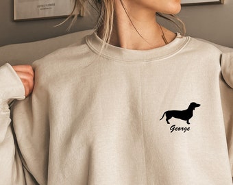Dachshund Dog Mom Sweatshirt, Personalized Dog Name Hoodie, Custom Sweatshirt for Dog Mom, Mothers Day Gift, Dog Owner Gift, E350