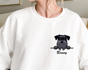 Standard Schnauzer Dog Mom Sweatshirt, Custom Dog Name Hoodie, Personalized Dog Mom Sweatshirt, Standard Schnauzer in Pocket, E399