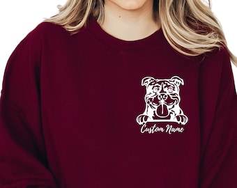 Bully Dog Mom in Pocket, Bully Dog Mom Sudadera, Sudadera con capucha personalizada para propietario de Bully, Sudadera personalizada con nombre de perro, Regalo de Navidad, E979