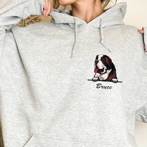 St. Bernard in Pocket, Custom Sweatshirt for Dog Mom, Mothers Day Gift, Personalized Dog Name Hoodie, St. Bernard Dog Mom Hoodie, E430