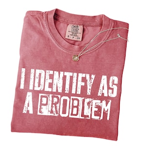 I Identify As A Problem Comfort Colors® Shirt, Funny Attitude Graphic Tee, Sarcastic Quote Shirt, Chaos Energy Tee, Relatable Meme Shirt