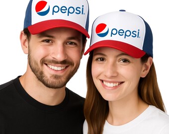 Casquette Camionneur Vintage Pepsi-Cola Années 60 - Maille, Snapback, Rouge Blanc Bleu