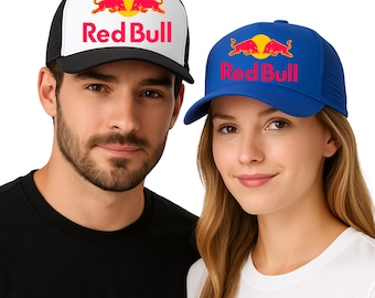 Redbull Logo Foam Mesh-Back Trucker Hat, Energy Drink Brand Hat for Fans and Collectors, Vintage Style Trucker Hat for Everyday Outfits