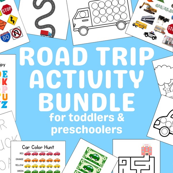 Road Trip Activity Bundle for Preschoolers and Toddlers, Travel Games for Kids, Printable Road Trip Bundle, Travel School Unit, Car Fun