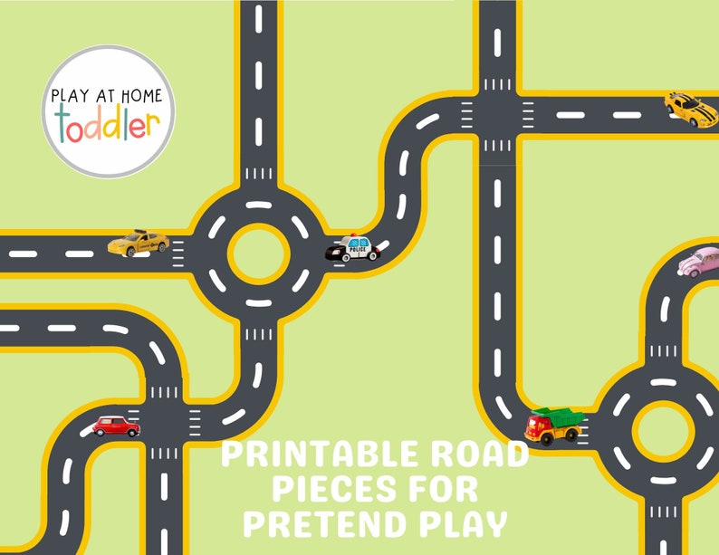 Printable Road Segments for Pretend Play, Roads for Toy Cars, Pretend ...