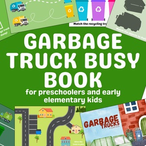 Caminhões de lixo ocupados livro de atividades correspondência atividade e jogo de memória para crianças ferramentas de aprendizagem de caminhão para impressão em casa pré-escolar pré-escolar crianças