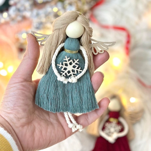 Handcrafted Macrame Angel Ornament, Heavenly Christmas Decor & Heartwarming Gift, Xmas present to teachers,