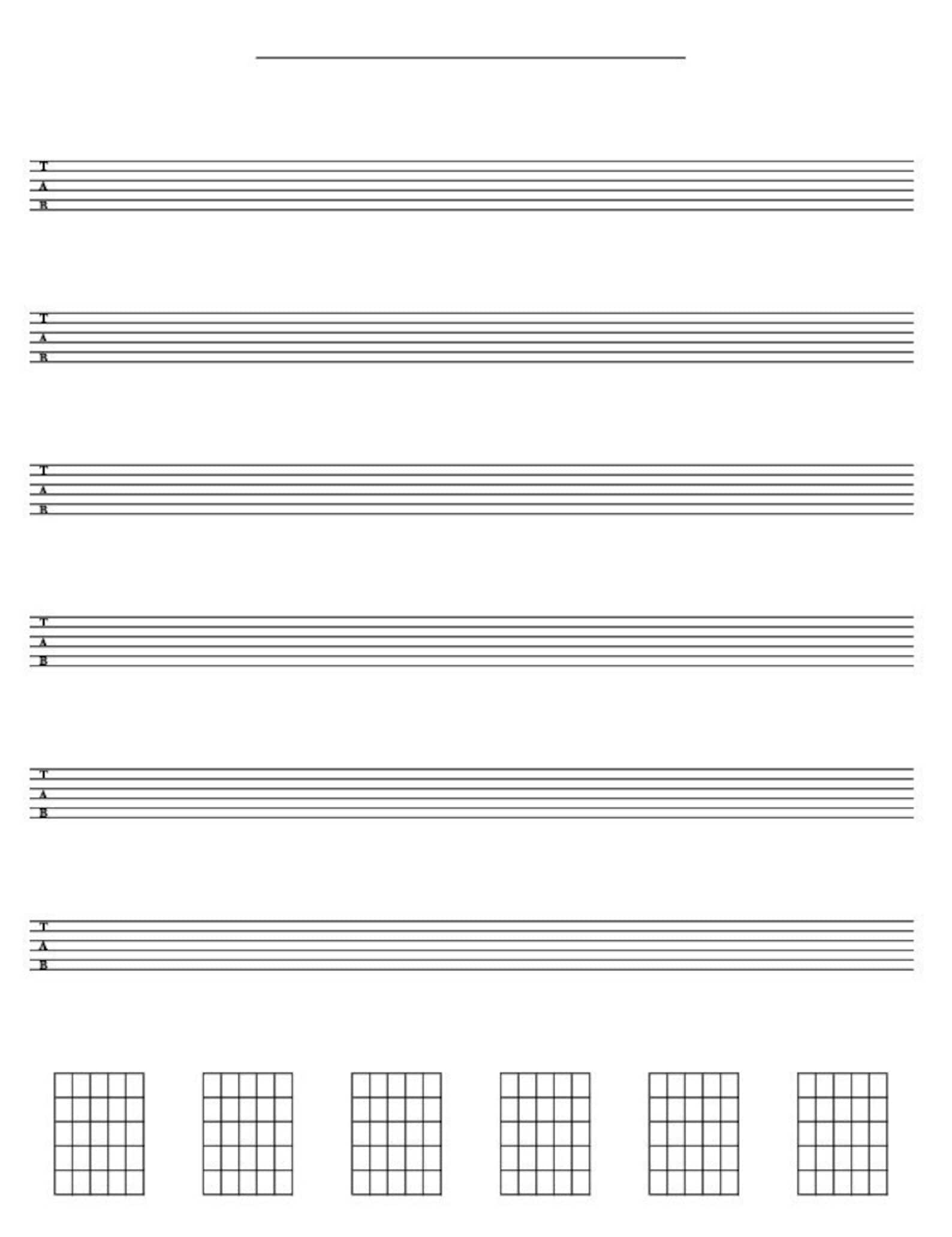 Blank Guitar Tab and Notebook Printable PDF Etsy Canada