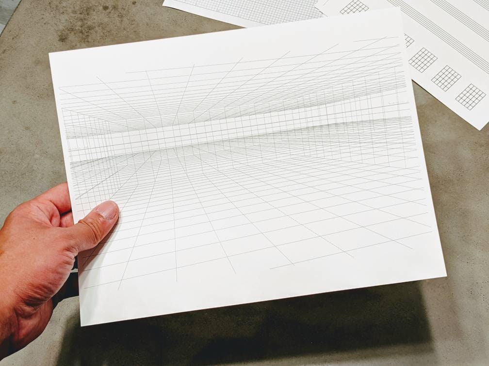 3d perspective graph paper printable pdf etsy