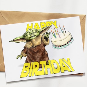 Carte Joyeux Anniversaire Star Wars Mandalorian Grogu Baby Yoda Mignon