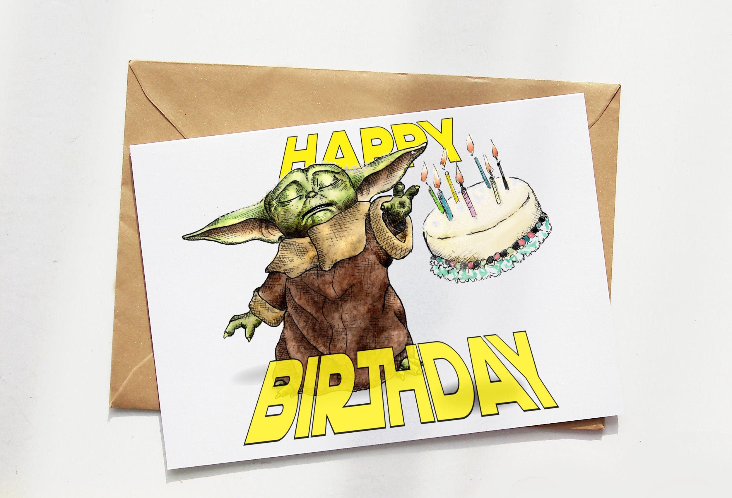 Happy Birthday Card Star Wars Mandalorian Grogu Baby - Etsy