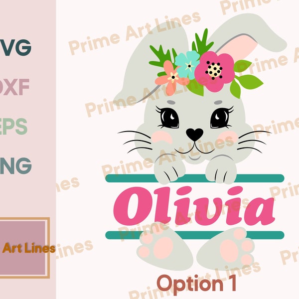 Cute Easter bunny SVG, Easter bunny face svg, Bunny name frame svg, Easter svg, Easter Monogram svg, Monogram frame svg, Instant Download