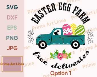 Camión de Pascua SVG, PNG, Granja de huevos de Pascua svg, Signo rústico de Pascua svg, Decoración de Pascua, Decoración de camión vintage, Decoración de granja svg, Pascua imprimible