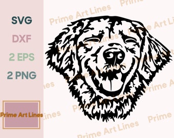 Golden Retriever SVG, Feliz Golden Retriever SVG, Golden Retriever sonriente Svg, Mascota Svg, Cara de perro Svg, Labrador Retriever SVG, Goldie Svg