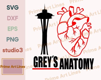 Me encanta Grey's Anatomy SVG, Greys anatomía SVG, Corazón anatómico, Hospital svg, Salvar vidas svg, Archivo de corte de anatomía cricut, Descarga digital