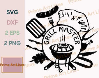 Grill Master SVG, Grilling svg, Bbq svg, Chef svg, Barbecue svg, Día del Padre Svg, Camisa del Día del Padre, Cortar archivos para Cricut o Silueta