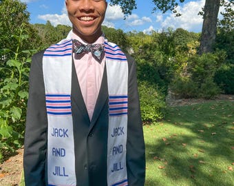 Jack and Jill of America Authentic Handwoven WHITE Kente Graduation Stole