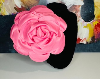 Jack and Jill of America Oversized Pink Satin Flower Brooch