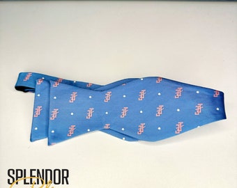 Jack and Jill of America medium blue/pink bow tie (self tie)