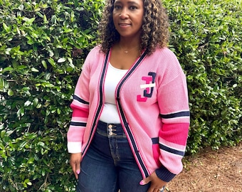 JJOA 100% Cotton Pink Multi Cardigan Sweater - Jack and Jill of America