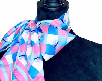 Jack and Jill of America Light Blue Checkered Purse Tie/Short Neck Scarf