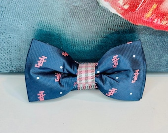 Jack and Jill of America navy/pink pre-tied men’s bow tie (see also classic tie or coordinating ladies scarf)