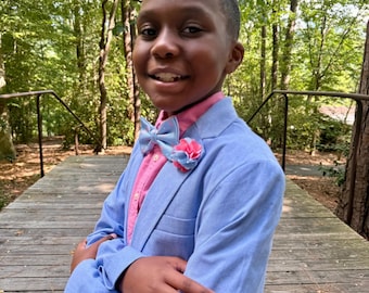 Jack and Jill of America light blue/pink pre-tied men’s bow tie
