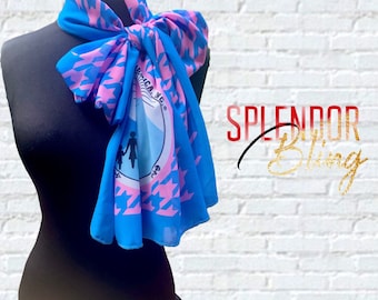 Pink/Lt. Blue Houndstooth CHIFFON Scarf Jack and Jill of America