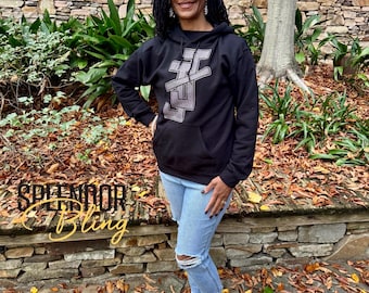 ADULT Jack and Jill of America Interlocking JJ Rhinestone Bling Hoodie