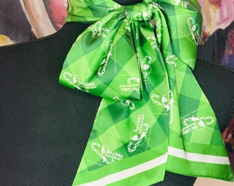 LINKS Green Checkered Purse Tie/Short Neck Scarf