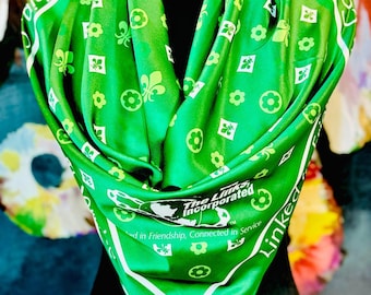 LINKS Oversized Green High Fashion Fleur de Lis Square Scarf