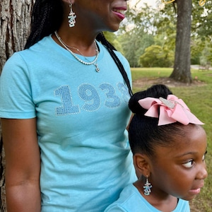 JJOA YOUTH Girls Rhinestone 1938 Aqua Blue Bling T-Shirt - Jack and Jill