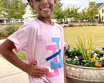 JJOA YOUTH Pink Unisex t-shirt with Interlocking JJ logo - Jack and Jill of America Block logo